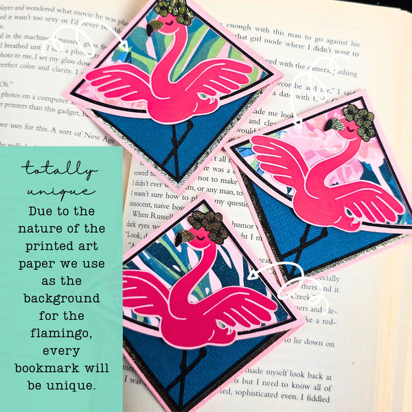 Pink Flamingo Deluxe Corner Bookmark