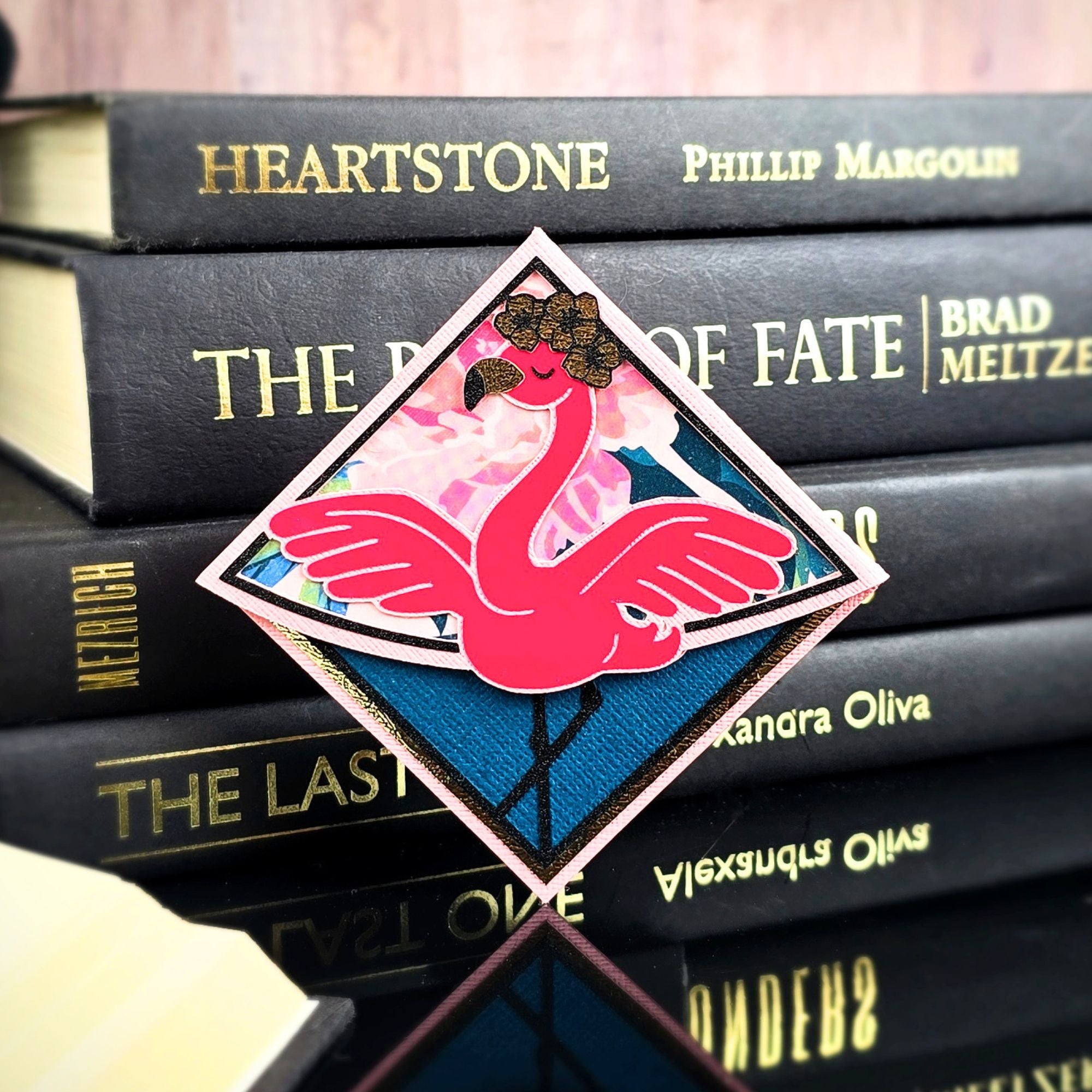 Pink Flamingo Deluxe Corner Bookmark