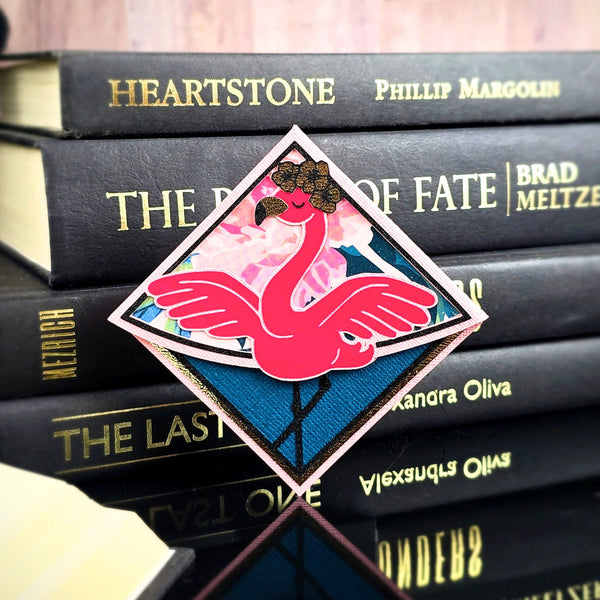 Pink Flamingo Deluxe Corner Bookmark