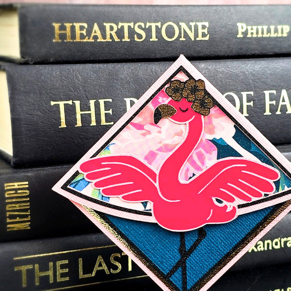 Pink Flamingo Deluxe Corner Bookmark