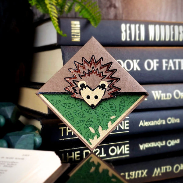 Hedgehog + Leaves Signature Corner Bookmark