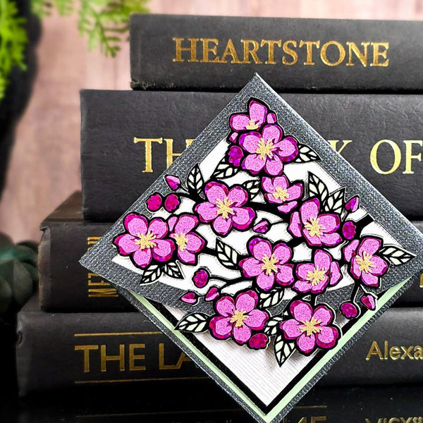 Vivid Cherry Blossom Deluxe Handmade Corner Bookmark