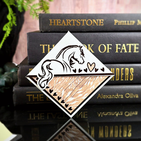 Rustic Horse + Hearts Signature Corner Bookmark