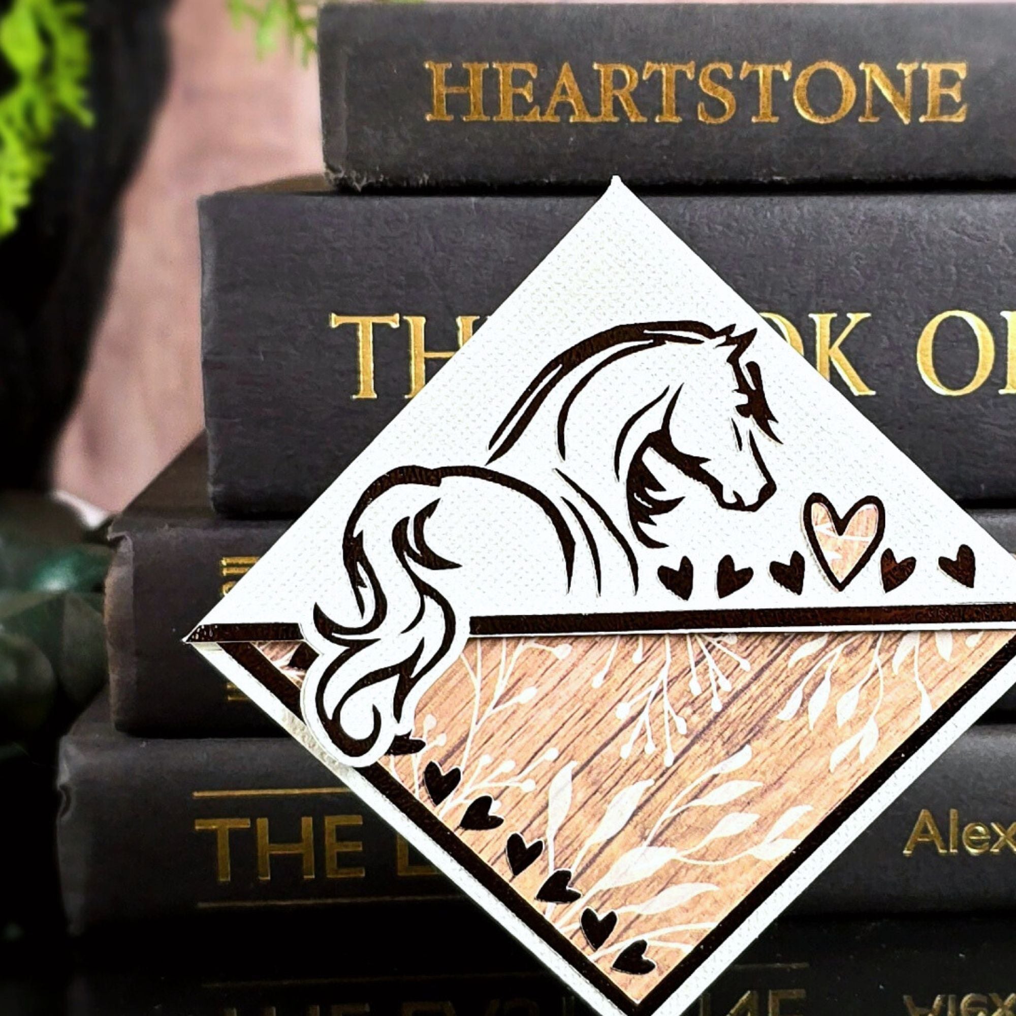 Rustic Horse + Hearts Signature Corner Bookmark