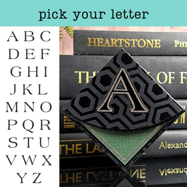 Bold Letter Personalized Initial Signature Corner Bookmark