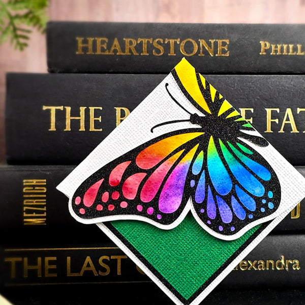 Rainbow Butterfly Signature Corner Bookmark