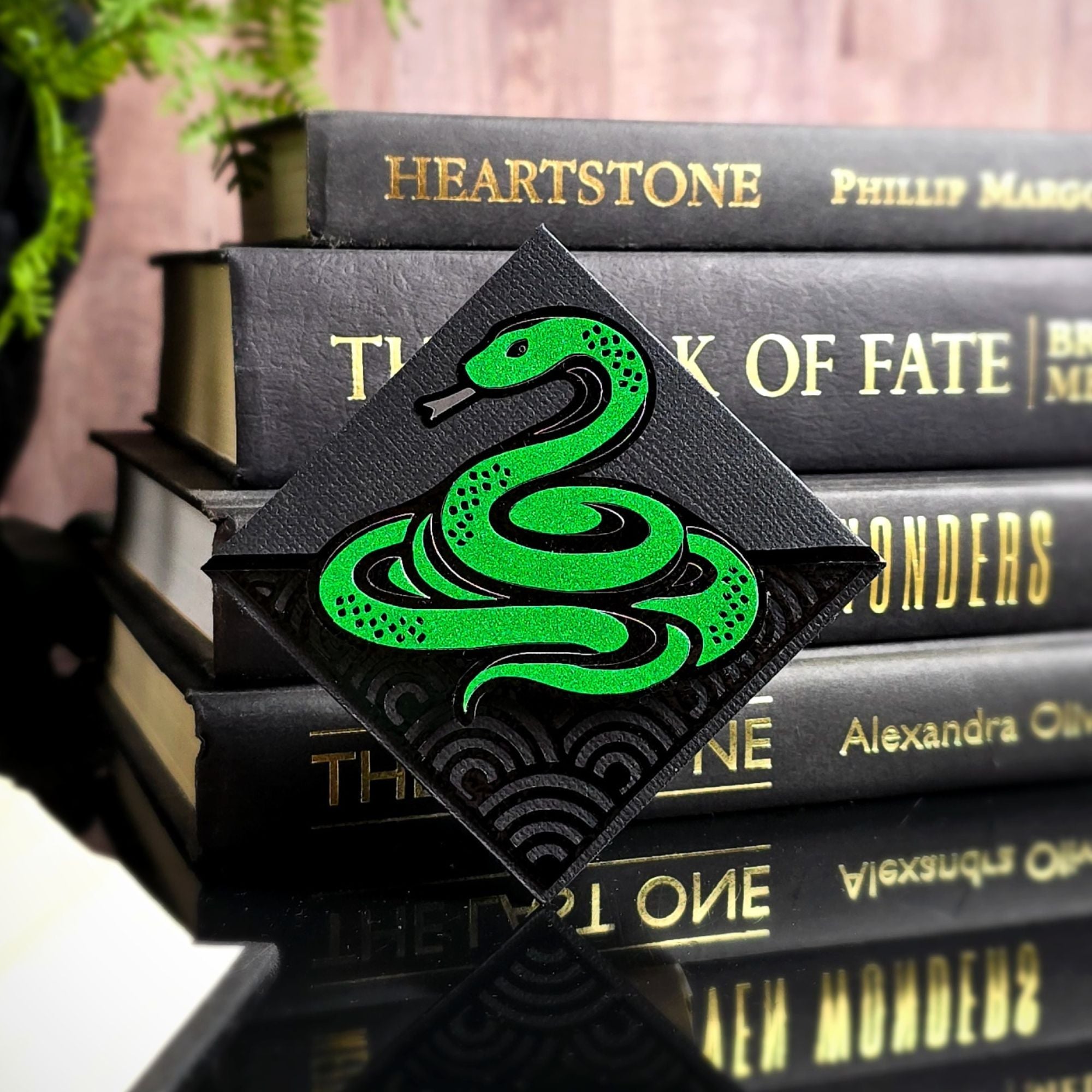 Slithering Green Snake Signature Corner Bookmark