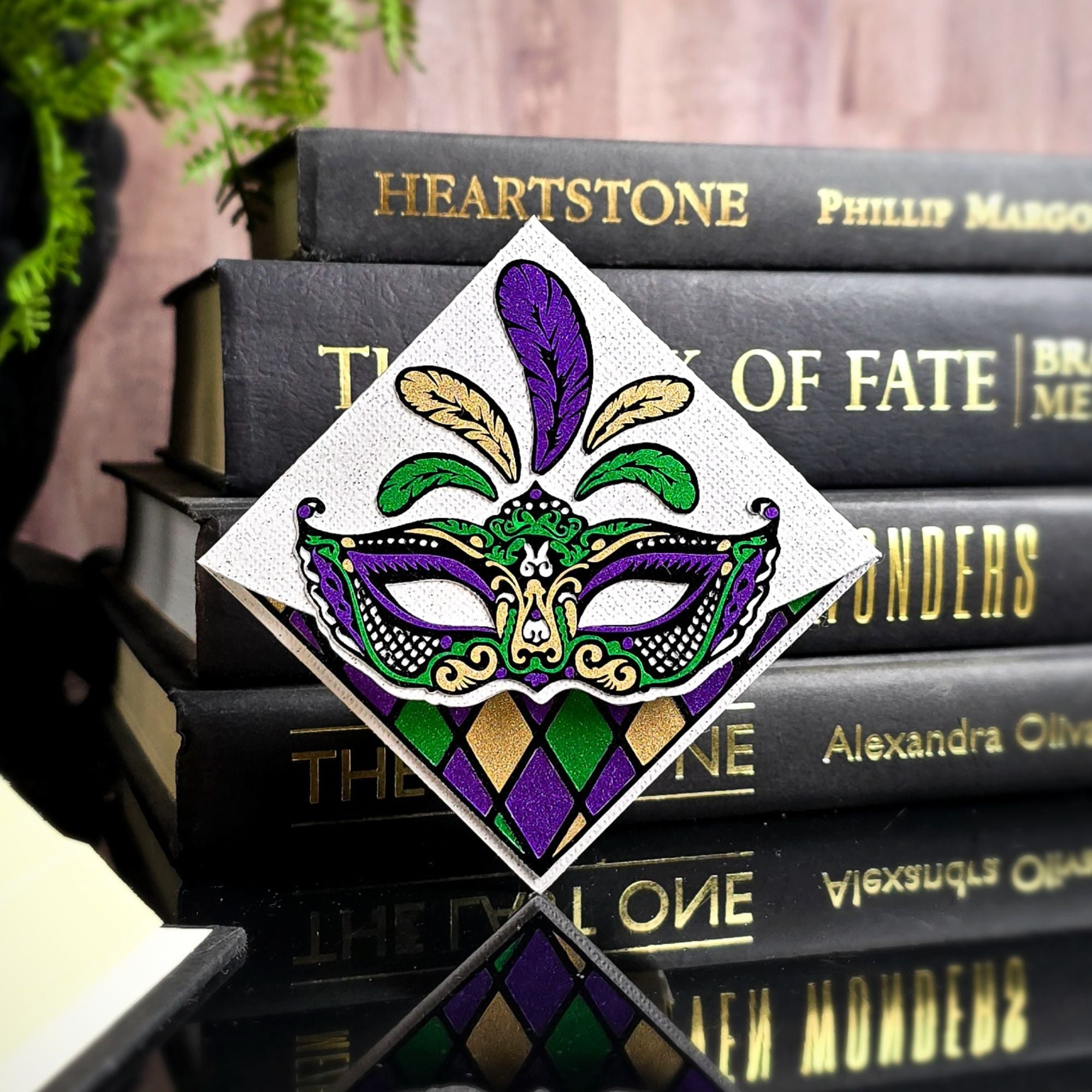 Mardi Gras Deluxe Handmade Corner Bookmark