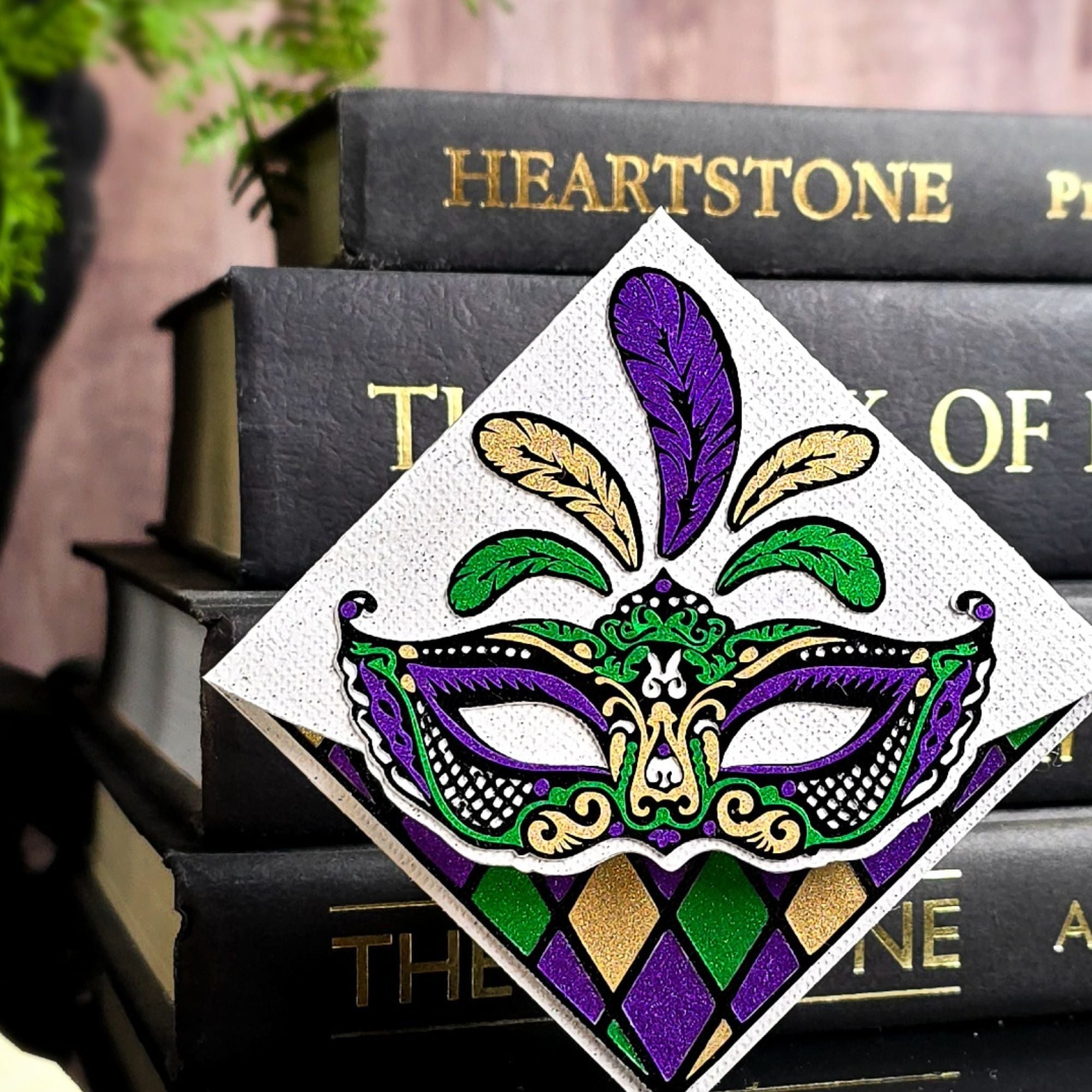 Mardi Gras Deluxe Handmade Corner Bookmark