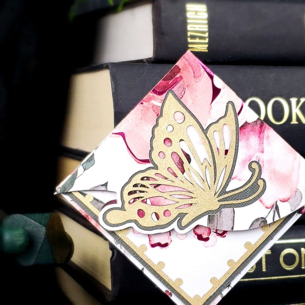 Golden Butterfly Paper Corner Bookmark