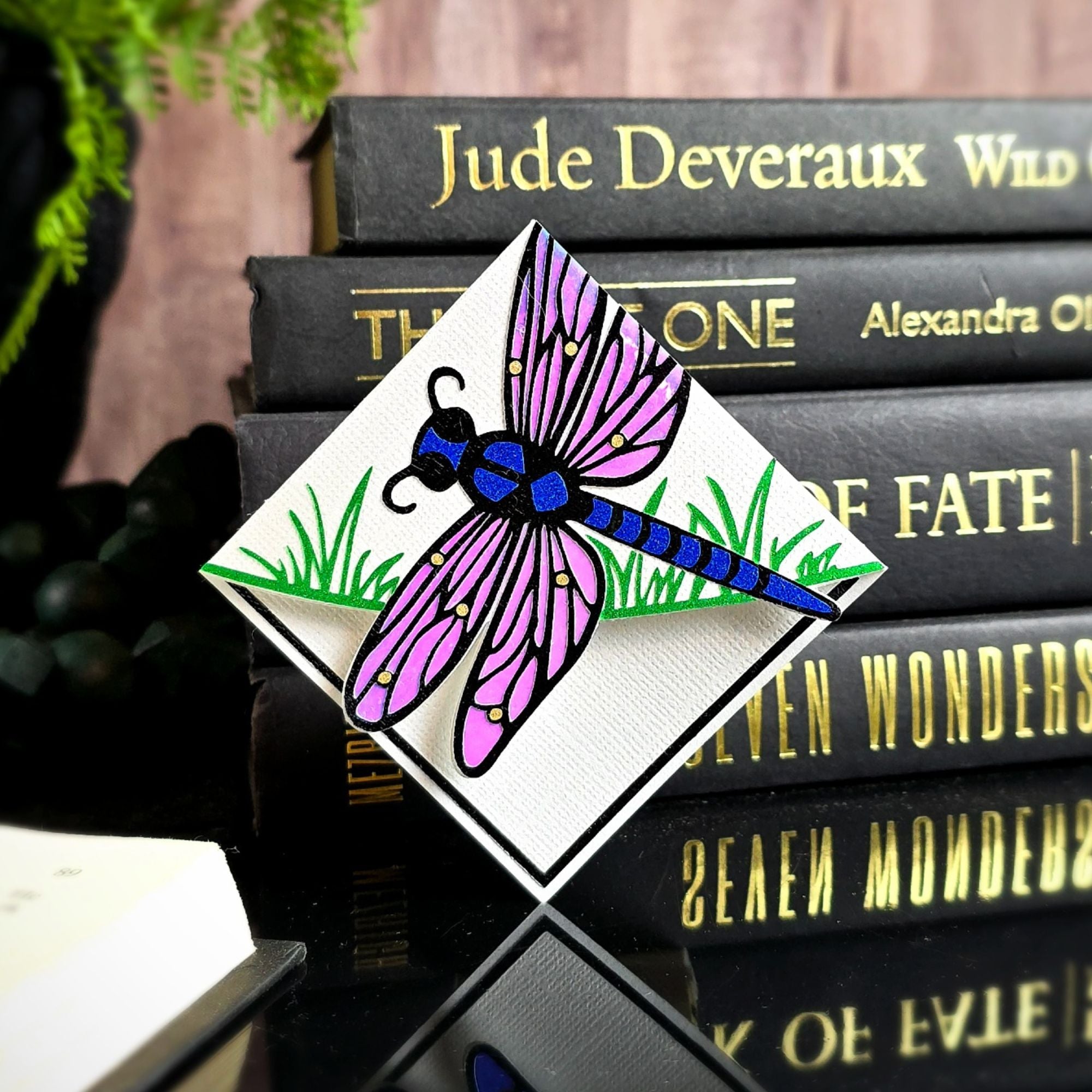 Blue Dragonfly Signature Corner Bookmark