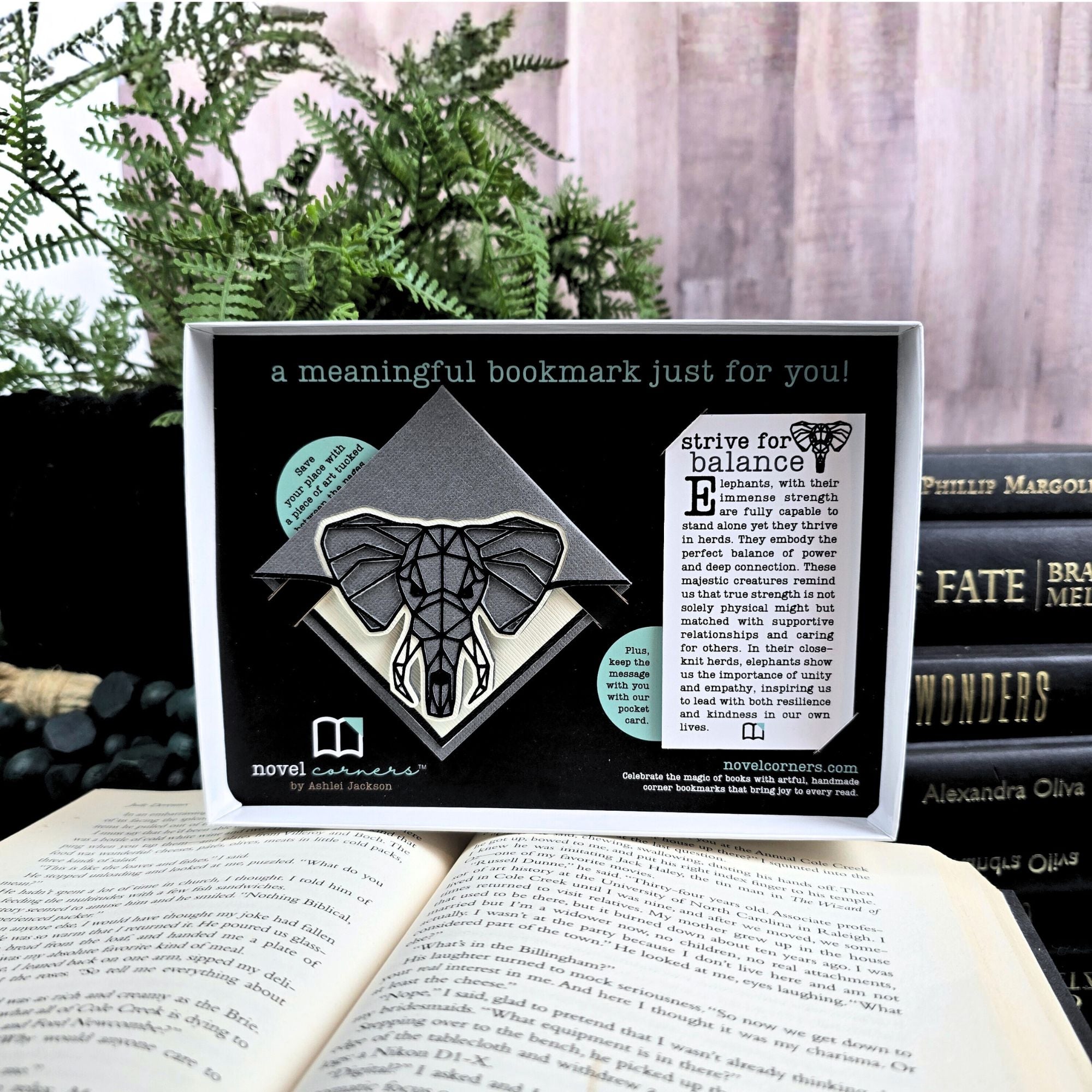 Strive for Balance Elephant Signature Bookmark + Card Gift Set