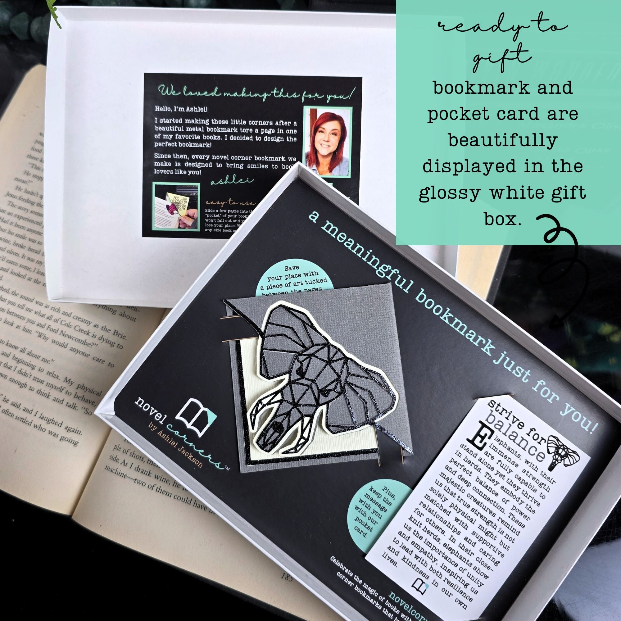 Strive for Balance Elephant Signature Bookmark + Card Gift Set