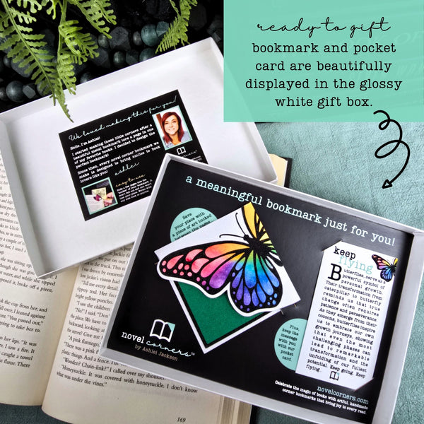 Keep Flying Rainbow Butterfly Signature Bookmark + Card Gift Set