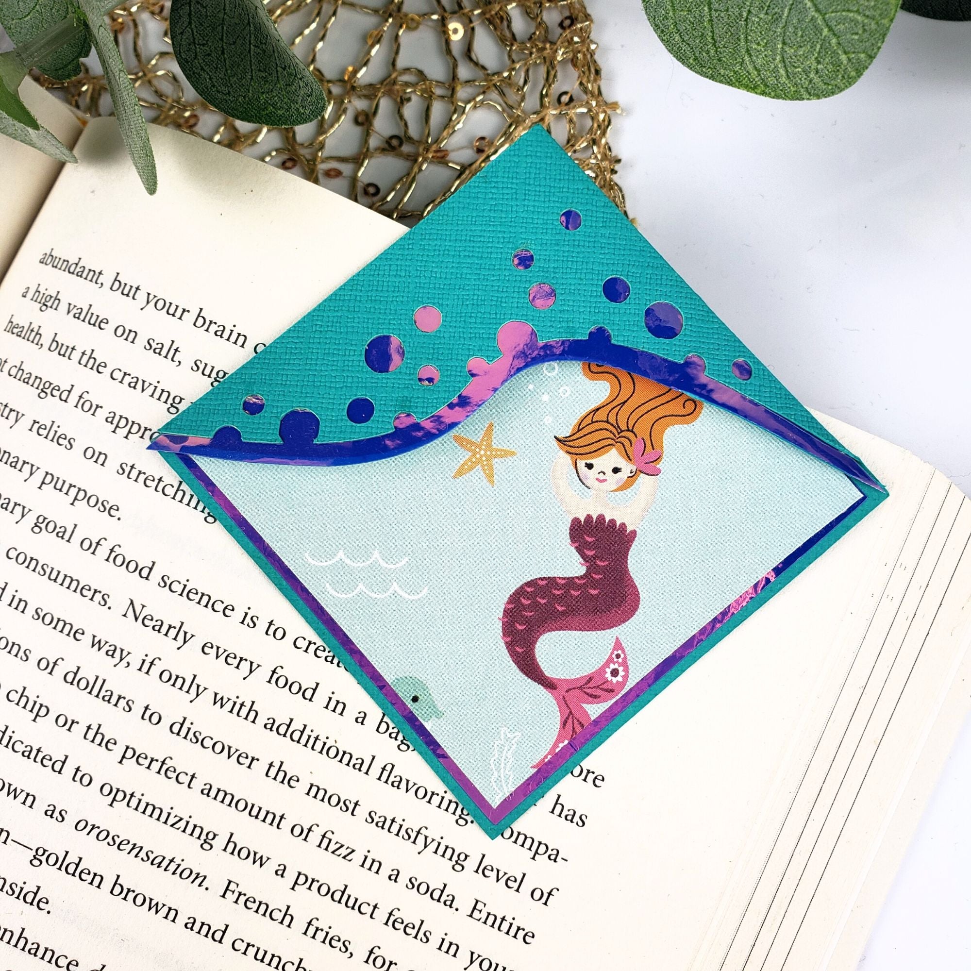 Mermaid Bubbles Paper Corner Bookmark