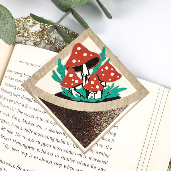 Forest Mushrooms Paper Corner Bookmark