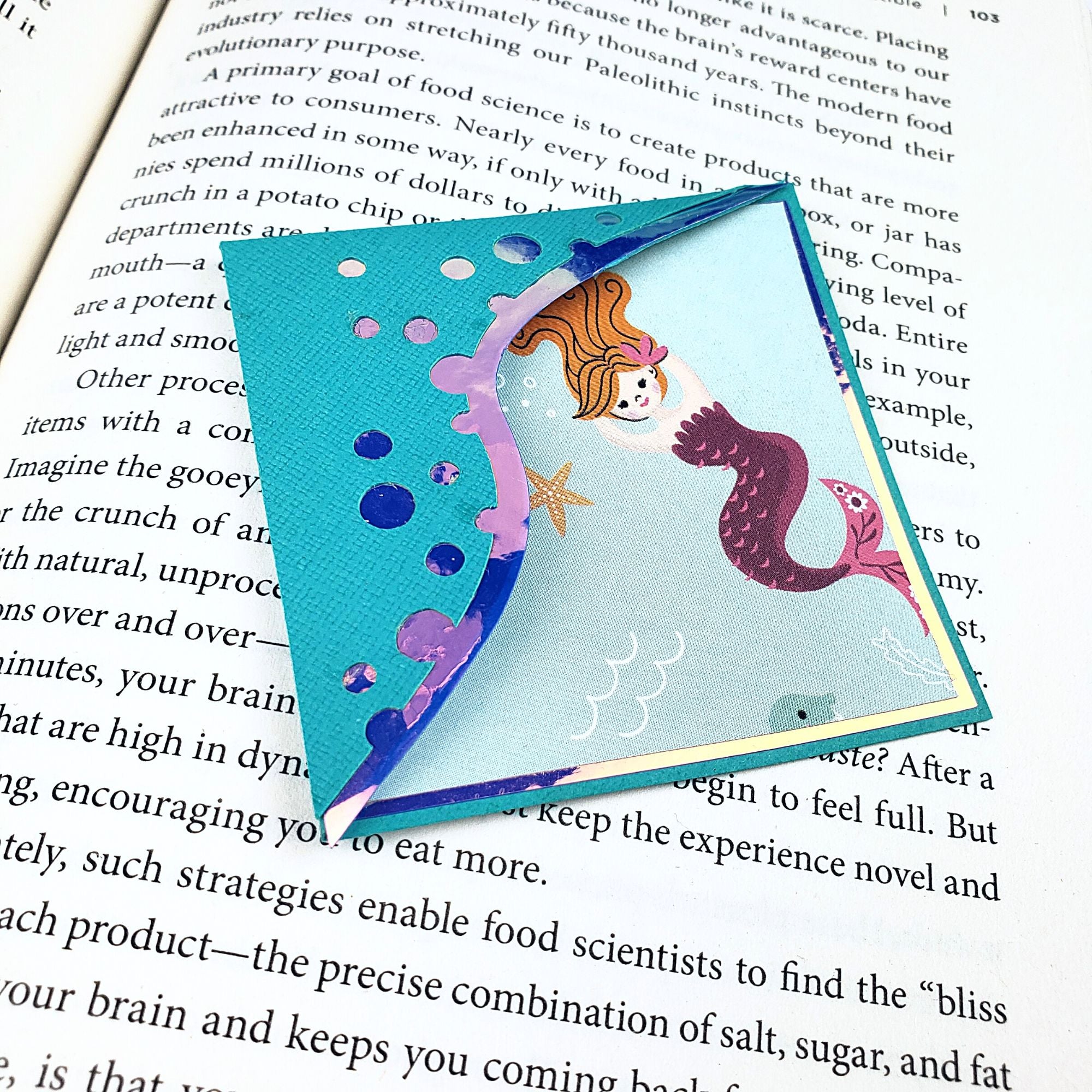 Mermaid Bubbles Paper Corner Bookmark