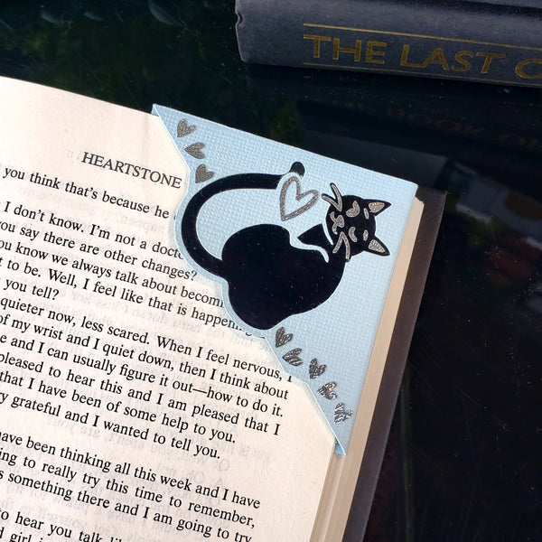 Black Cat Hearts Paper Corner Bookmark