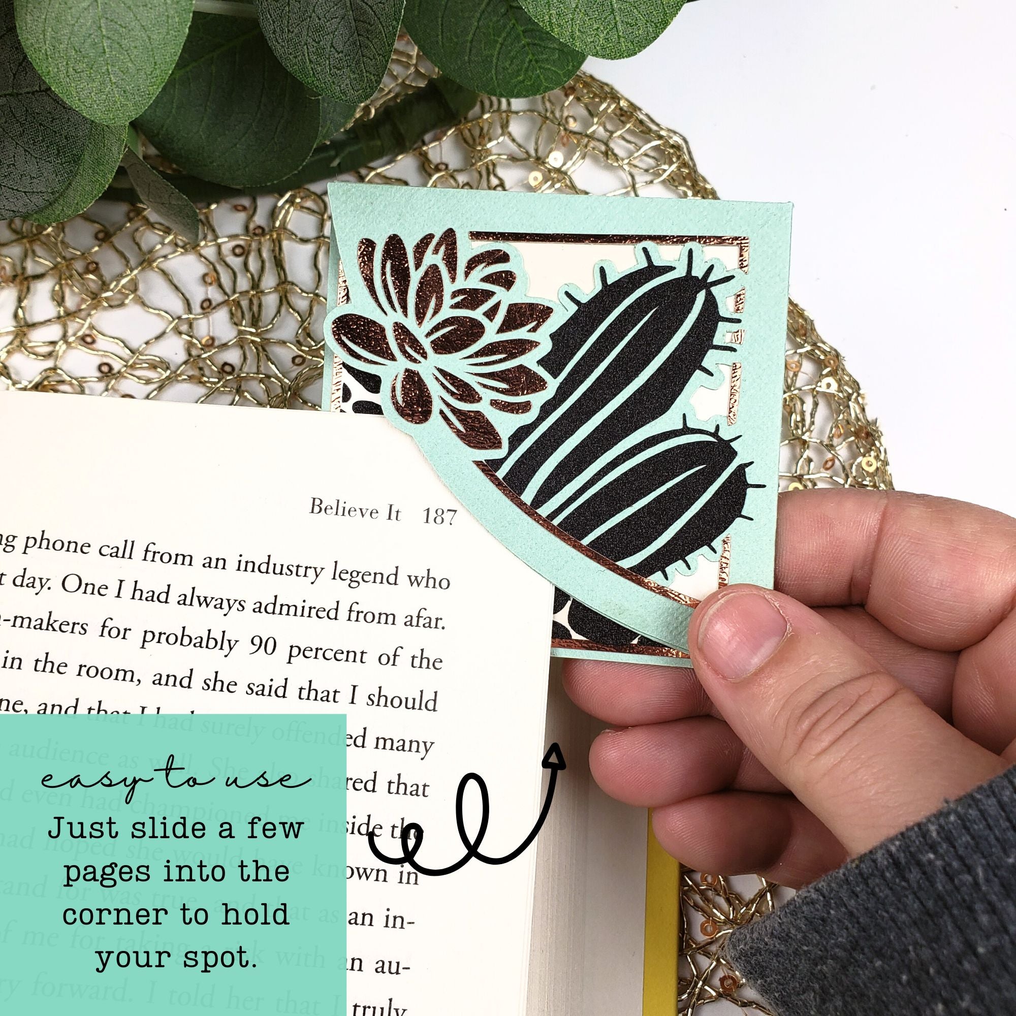 Cactus Succulent Signature Corner Bookmark