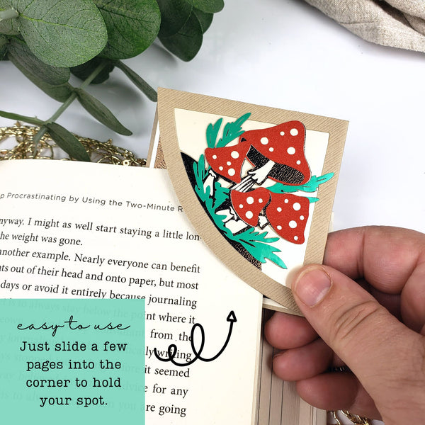 Forest Mushrooms Paper Corner Bookmark