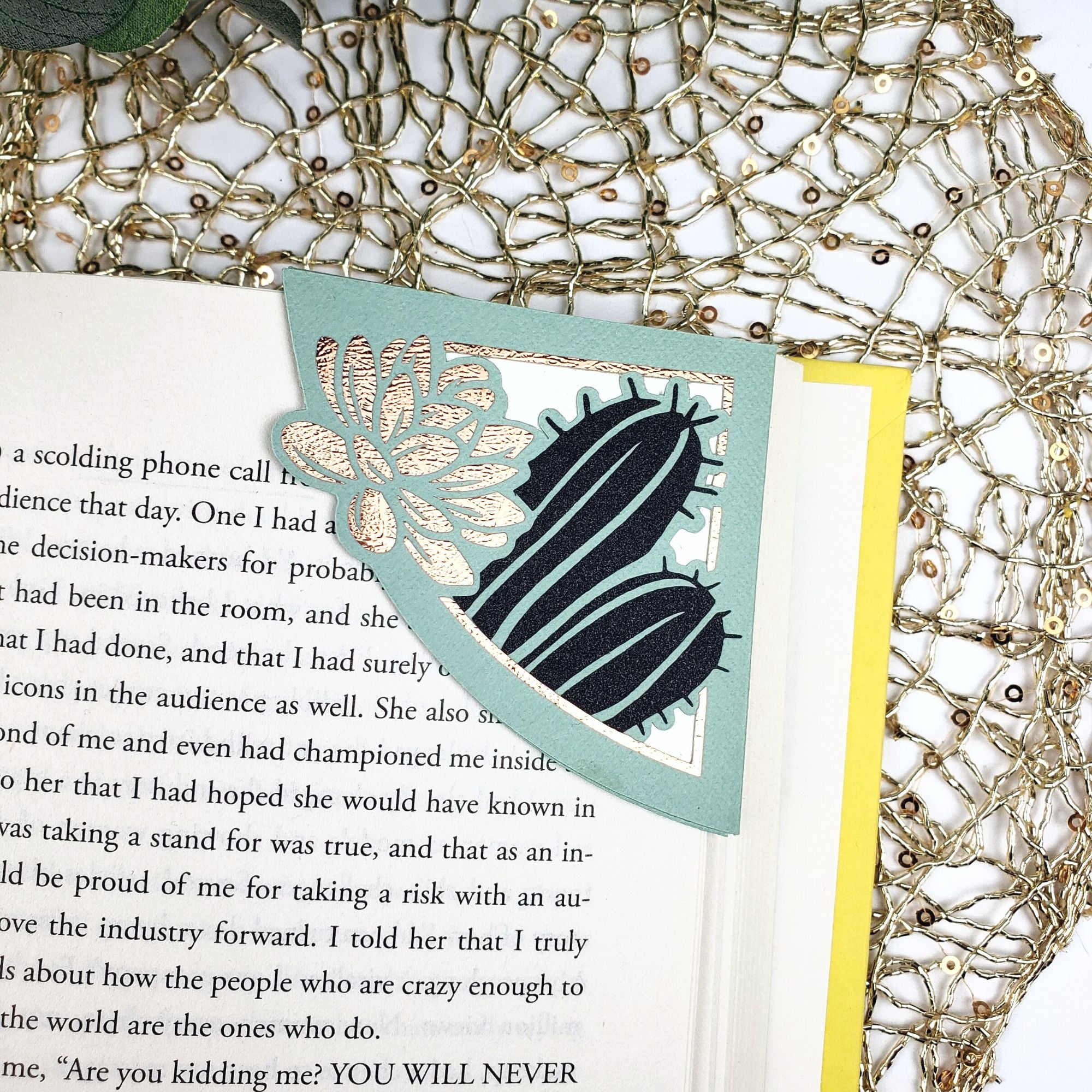 Cactus Succulent Signature Corner Bookmark