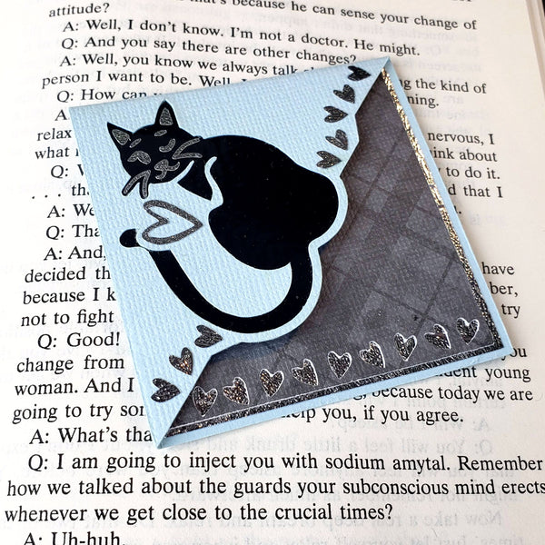 Black Cat Hearts Paper Corner Bookmark