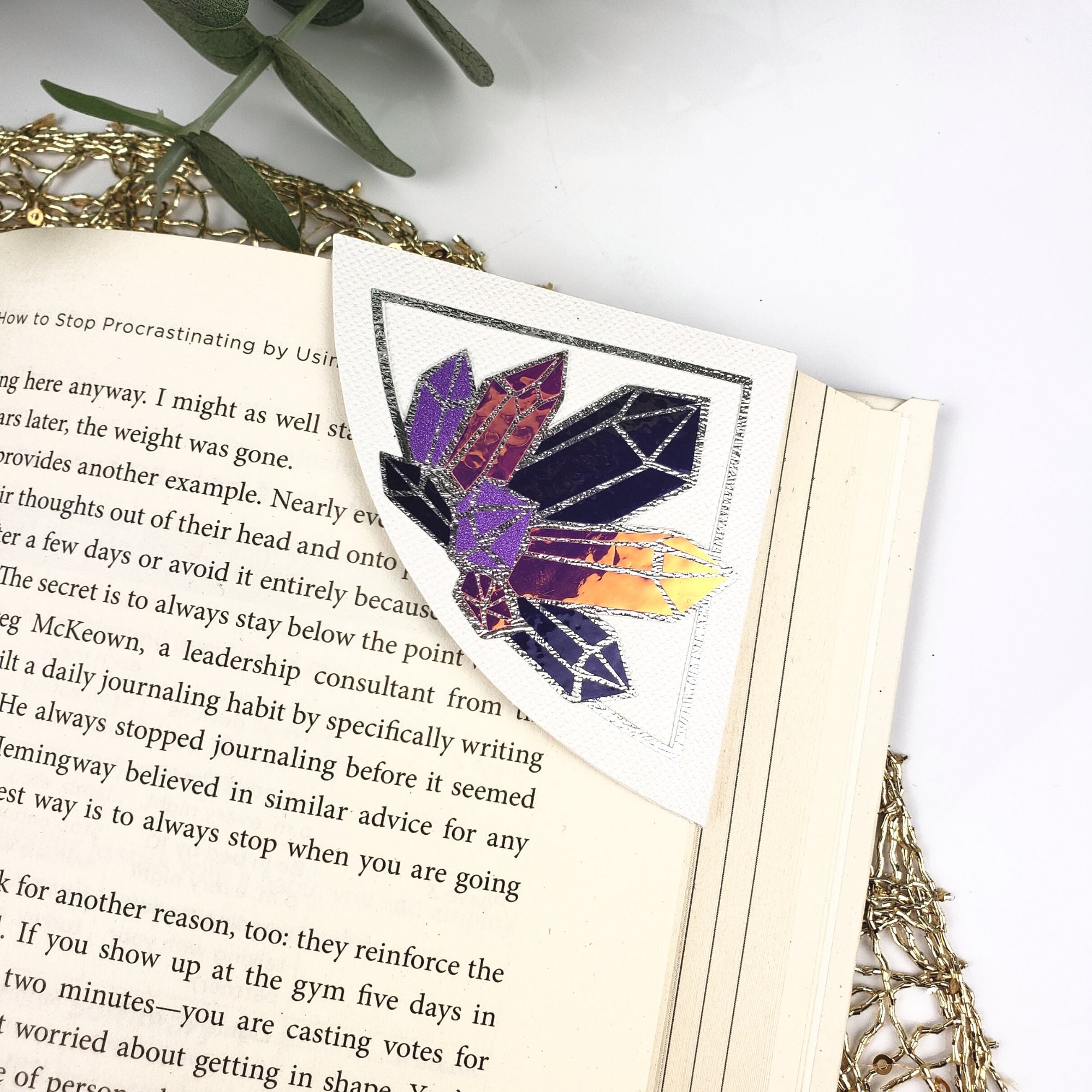 Purple Crystals Paper Corner Bookmark