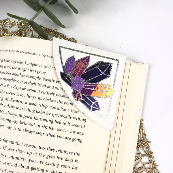 Purple Crystals Paper Corner Bookmark