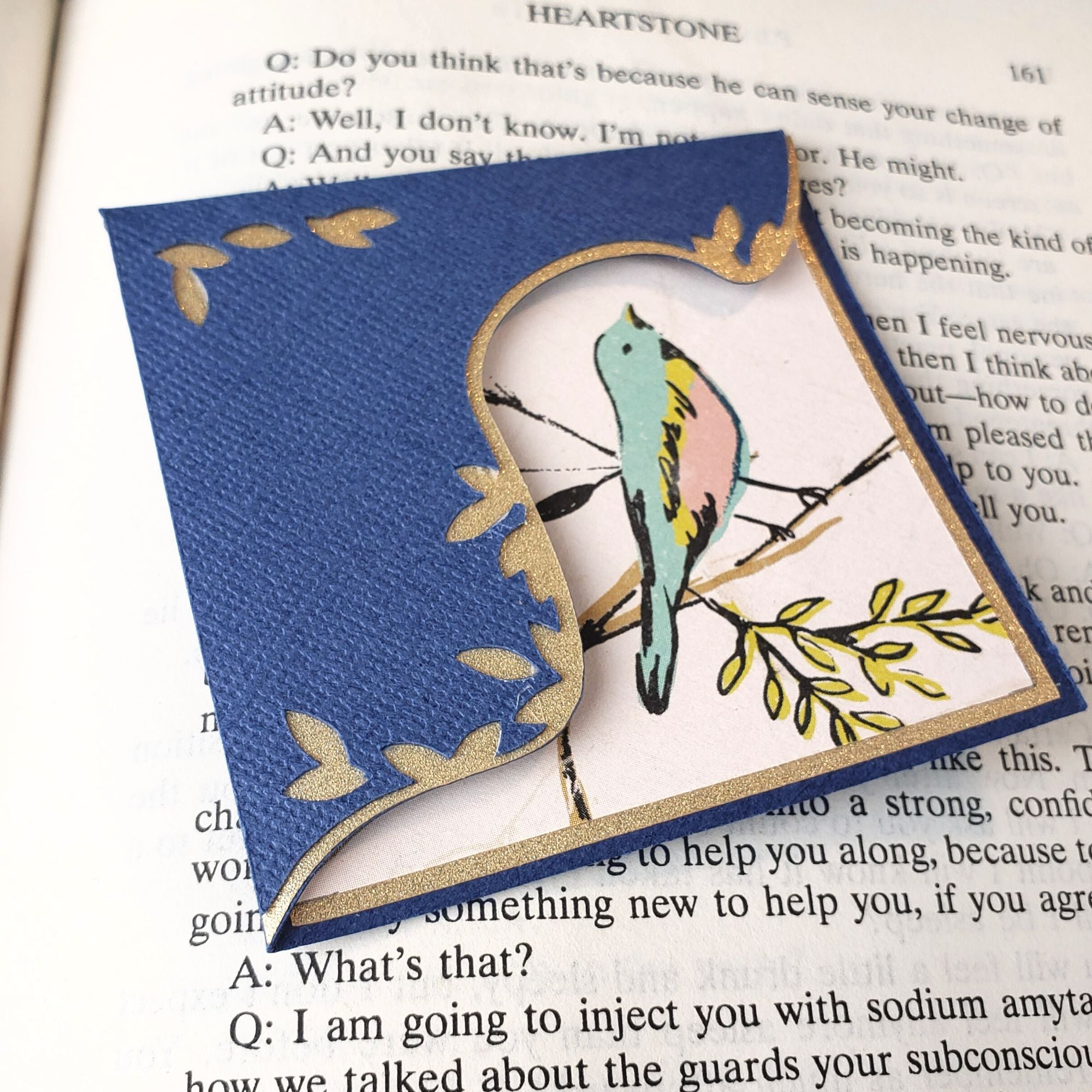 Artsy Birds + Leaves Paper Corner Bookmark