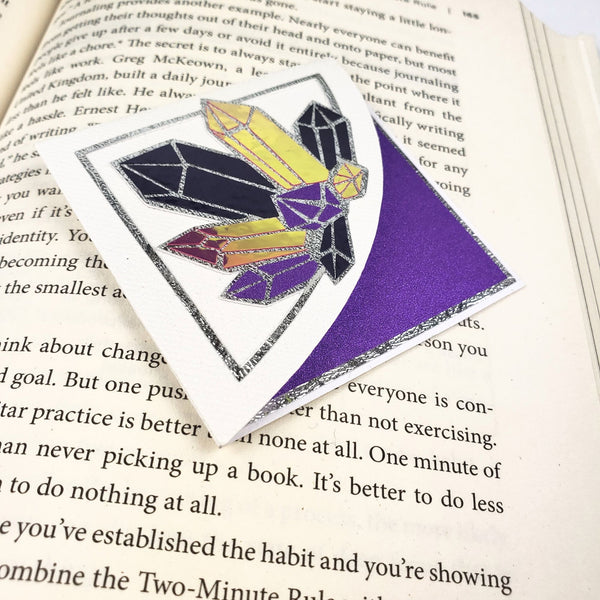 Purple Crystals Paper Corner Bookmark