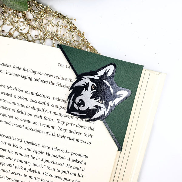 Green Wolf Paper Corner Bookmark