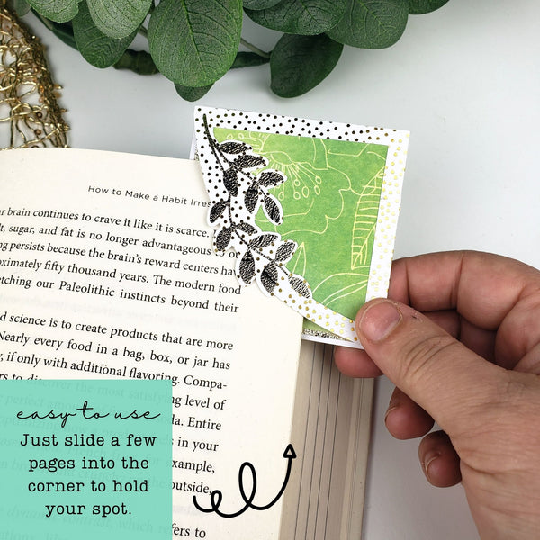 Green Leaves Paper Corner Bookmark