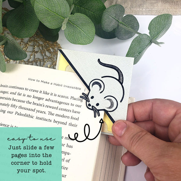 Mouse Cheese Paper Corner Bookmark