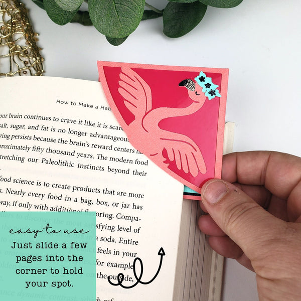 Pink Flamingo Paper Corner Bookmark