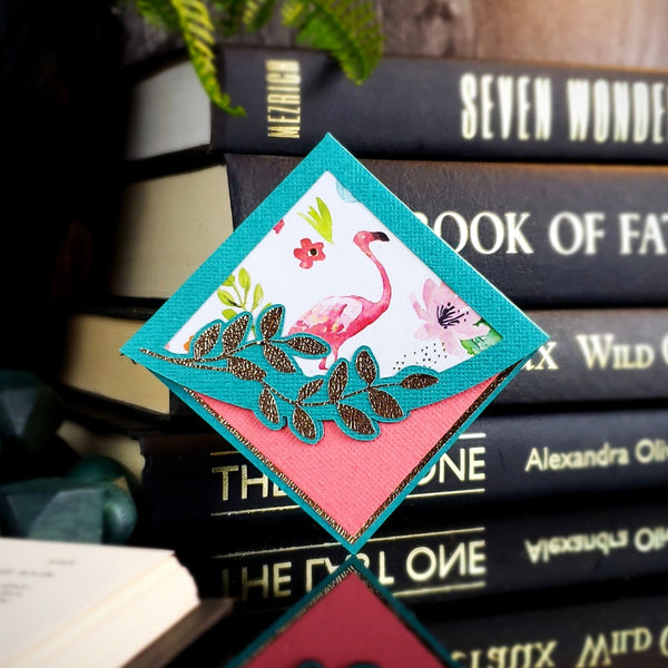Flamingo Leaves Paper Corner Bookmark