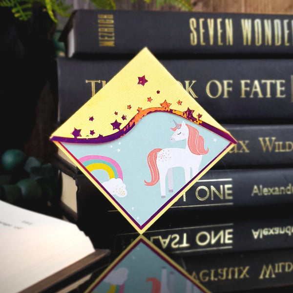 Unicorn Stars Paper Corner Bookmark