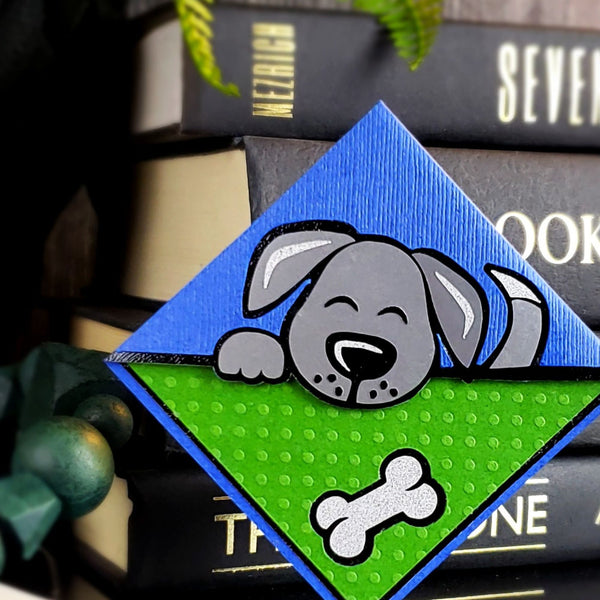 Gray Puppy Paper Corner Bookmark