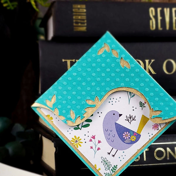 Lavender Bird + Leaves Paper Corner Bookmark