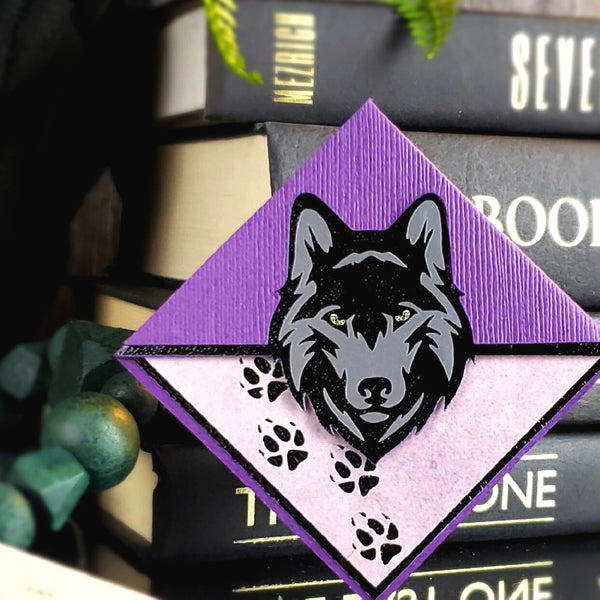 Purple Wolf Paper Corner Bookmark